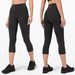 Lululemon black Wunder Train high waisted rise crop 21” leggings tights